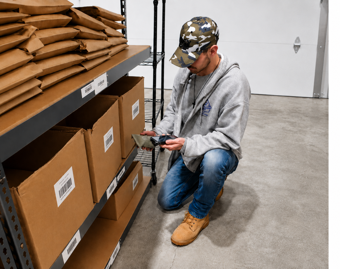 Worker packing dietary supplement bottles in a GMP-compliant facility